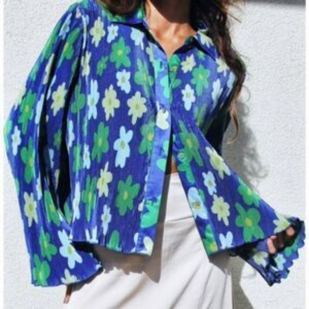 Target x Sammy B Black History Month Pleated Floral Button Up Top